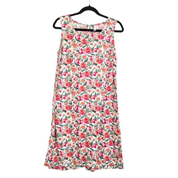 M&S Collection Linen Floral Square Neck Midi Dress Cream Orange Sz 8 Sleeveless - Picture 3 of 10